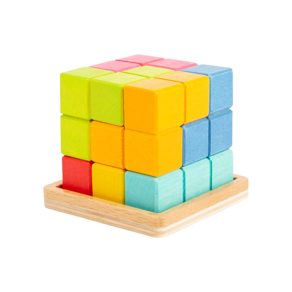 3D-Steckpuzzle mit farbigen Würfelelementen