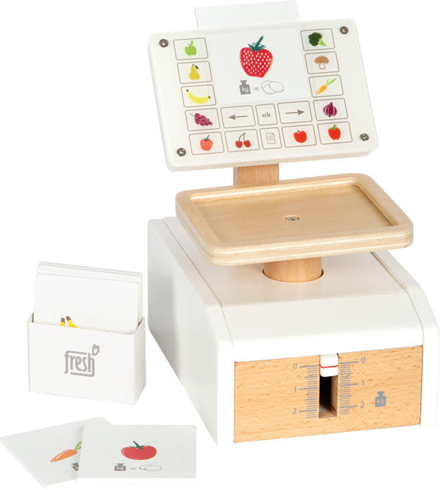Spielwaage aus Holz für den Kaufladen