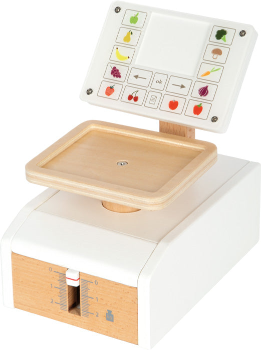 Spielwaage aus Holz für den Kaufladen
