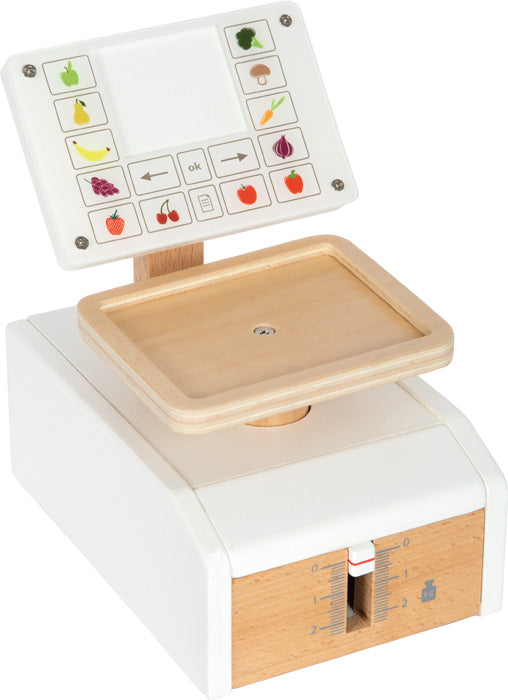 Spielwaage aus Holz für den Kaufladen