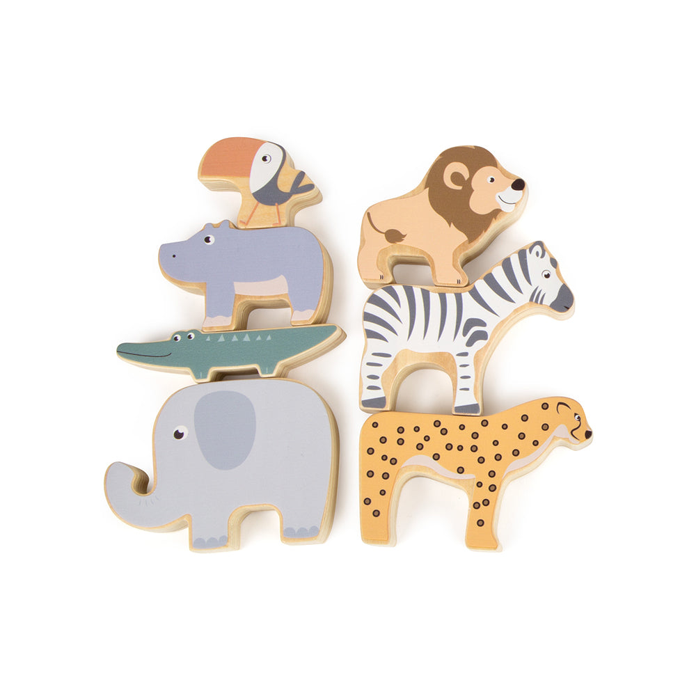 Stapeltiere aus Holz – Safari-Set mit 7 Figuren