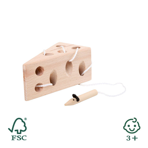 Fädelspiel „Käse und Maus“ aus Holz