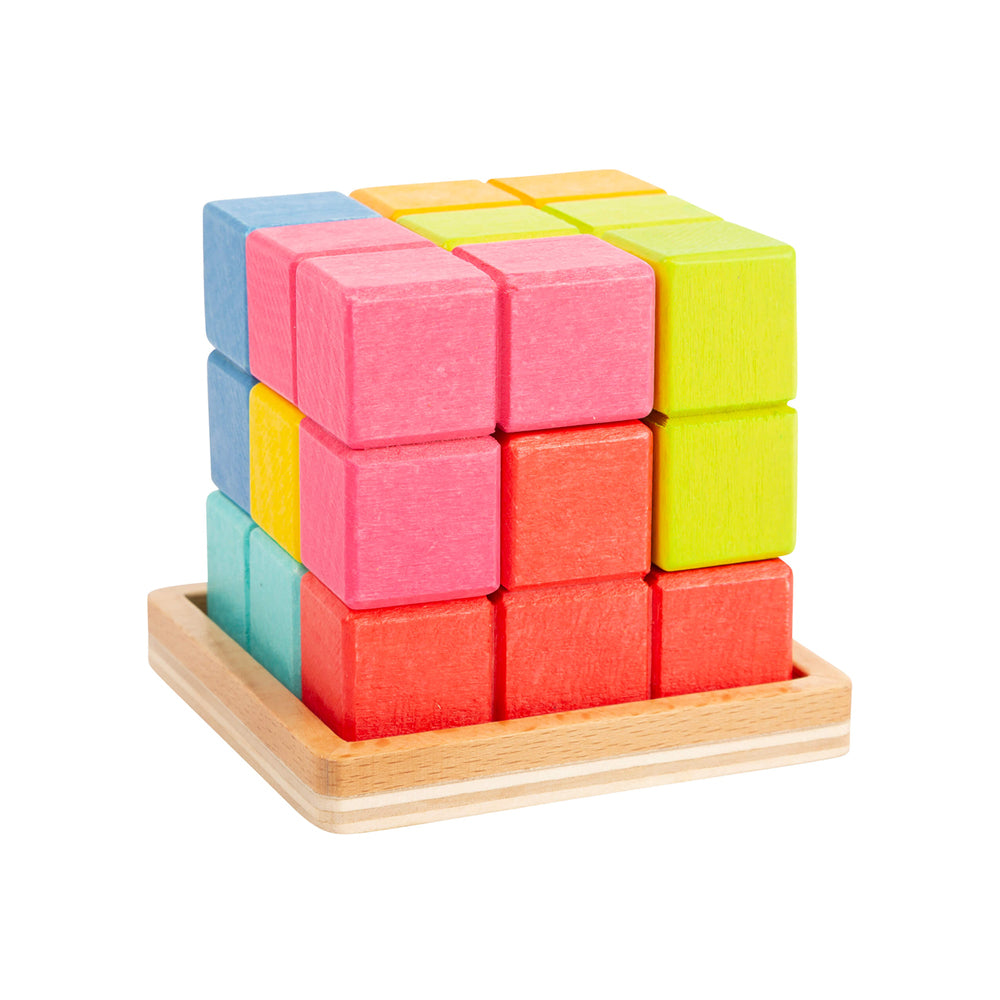 3D-Steckpuzzle mit farbigen Würfelelementen